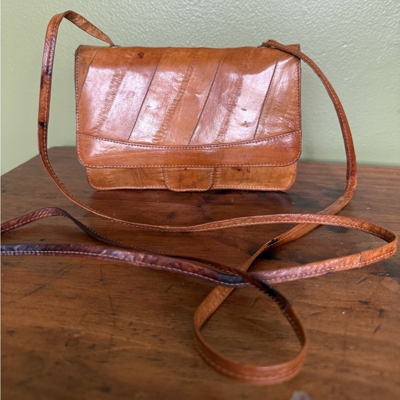 Natural Eel Skin Vintage Small Crossbody Bag From Hawaii GUC Approx 6"x4" Soft - Picture 1 of 8